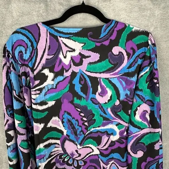 Susan Graver Top Womens Extra Large Purple Long Sleeve Layered Blouse Office - Picture 6 of 14